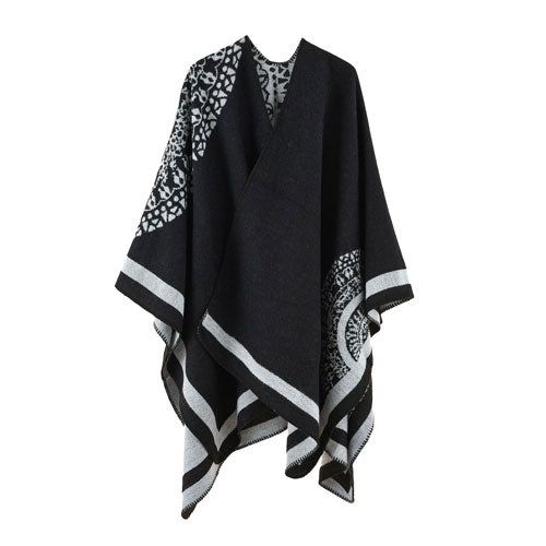 Plaid Poncho Winter Dames