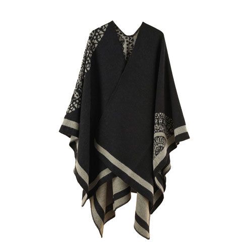 Plaid Poncho Winter Dames