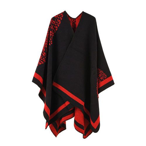 Plaid Poncho Winter Dames