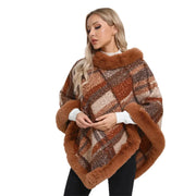 Dames Poncho Jacquard Gebreid met Bont Winter