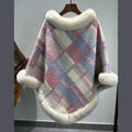 Dames Poncho Jacquard Gebreid met Bont Winter