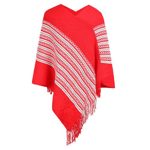Etnische Poncho met Franje