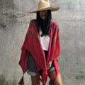 Peruaanse Gebreide Poncho met Zigzagstrepen