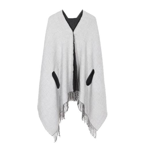 Effen Omkeerbare Dames Poncho Kasjmier