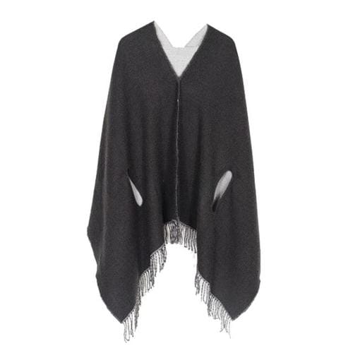 Effen Omkeerbare Dames Poncho Kasjmier