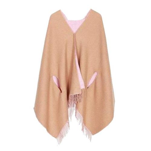 Effen Omkeerbare Dames Poncho Kasjmier