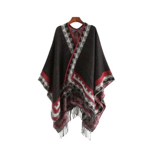 Etnische Dames Poncho met Fijne Franje