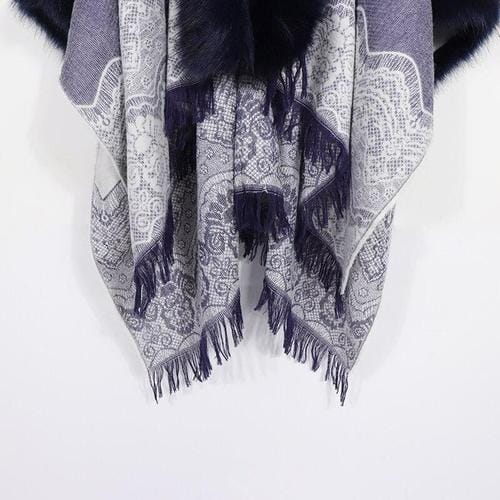 Fijne Dames Poncho met Bontkraag