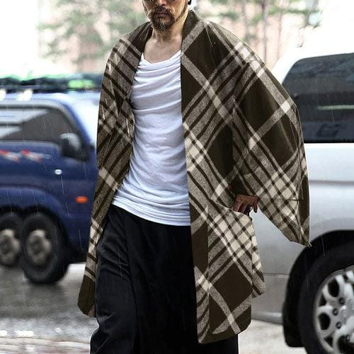 Fijne Geruite Heren Poncho