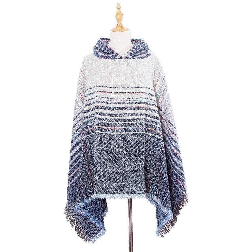 Fijne Gestreepte Dames Poncho