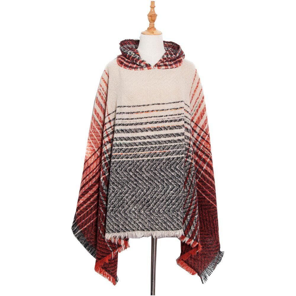 Fijne Gestreepte Dames Poncho