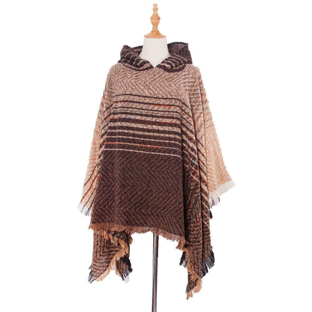 Fijne Gestreepte Dames Poncho