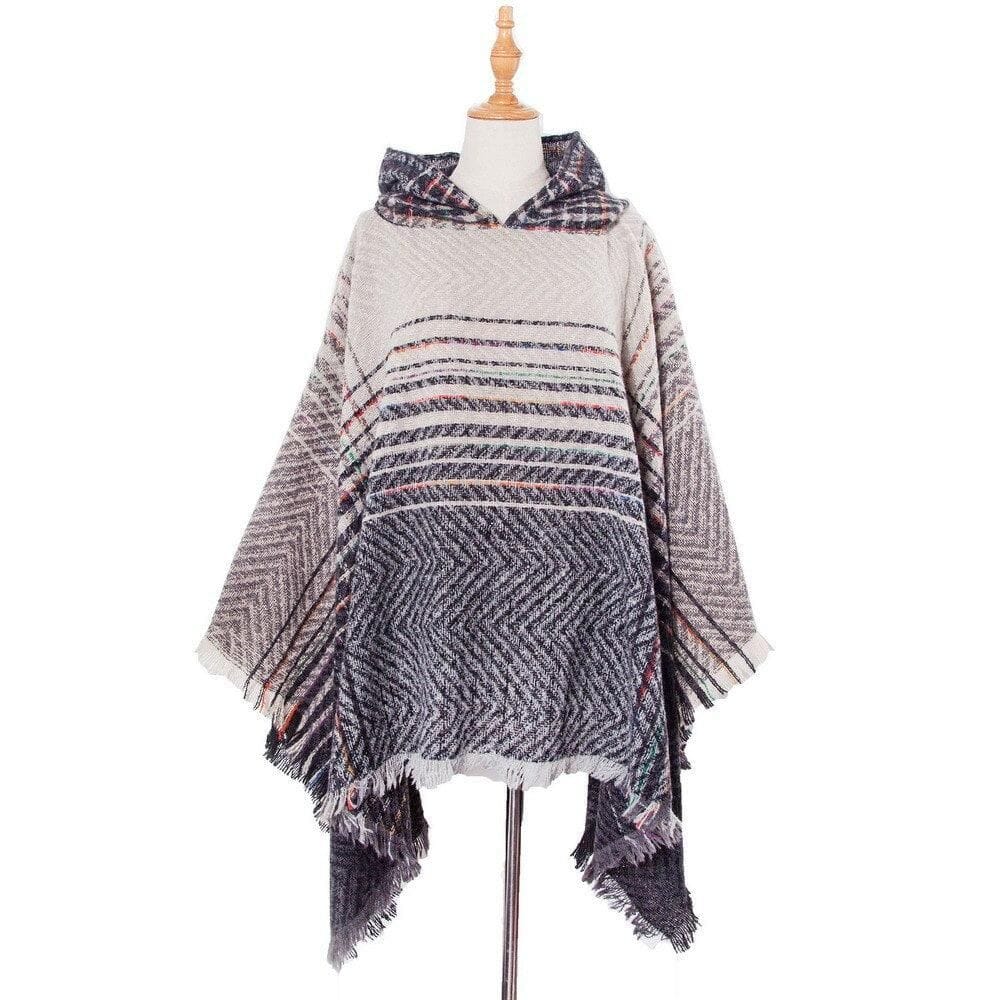 Fijne Gestreepte Dames Poncho