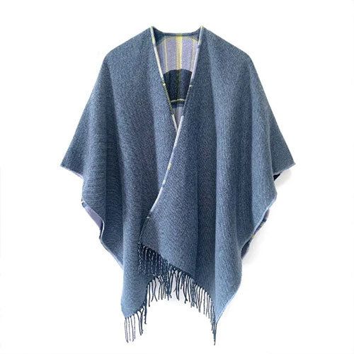 Omkeerbare Dames Poncho Kasjmier