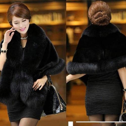 Luxe Dames Poncho Imitatiebont