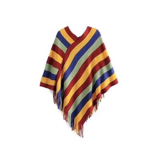 Mexicaanse Gestreepte Dames Poncho