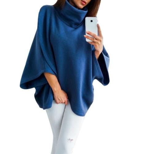 Plaid Dames Poncho met Opstaande Kraag