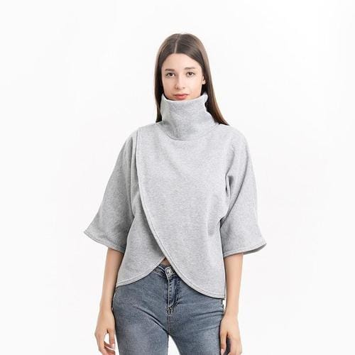 Plaid Dames Poncho met Opstaande Kraag