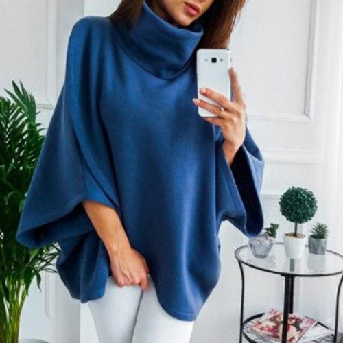 Plaid Dames Poncho met Opstaande Kraag