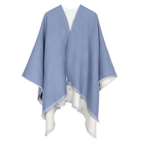 Tweekleurige Dames Poncho Kasjmier