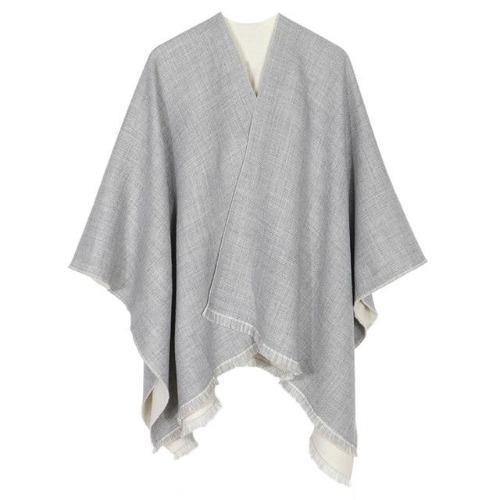Tweekleurige Dames Poncho Kasjmier