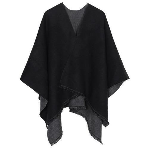 Tweekleurige Dames Poncho Kasjmier