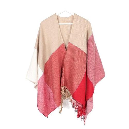 Kasjmier Dames Poncho met Franje