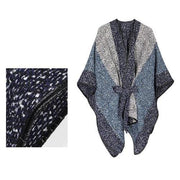 Dames Poncho Kasjmier met Gebreide Wolmotieven