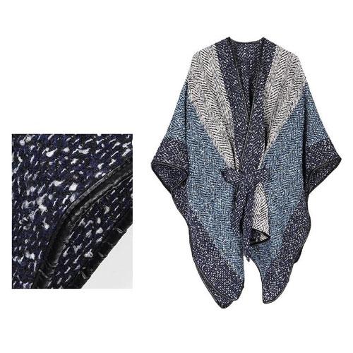 Dames Poncho Kasjmier met Gebreide Wolmotieven