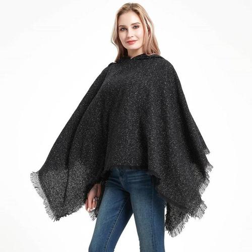 Lange Gemêleerde Dames Poncho