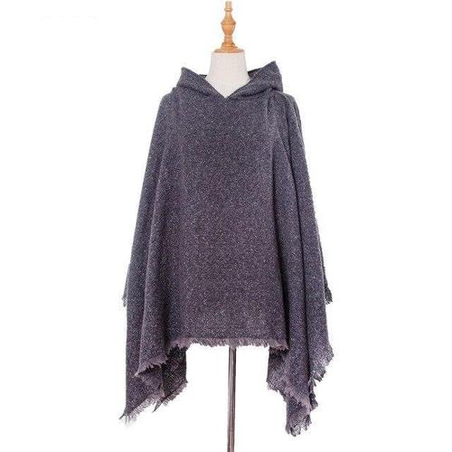 Lange Gemêleerde Dames Poncho