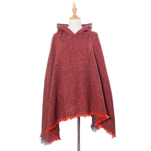 Lange Gemêleerde Dames Poncho