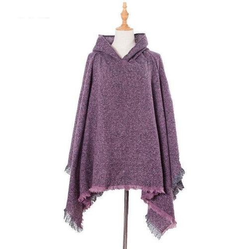 Lange Gemêleerde Dames Poncho