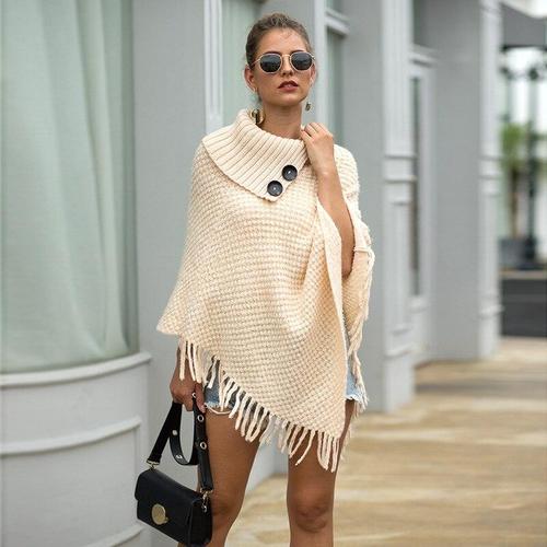 Poncho met Knopenkraag