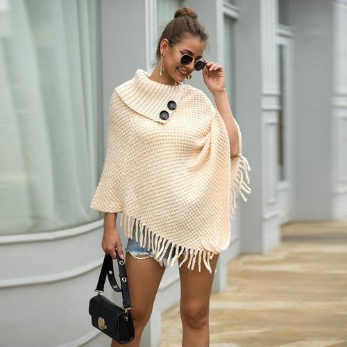 Poncho met Knopenkraag