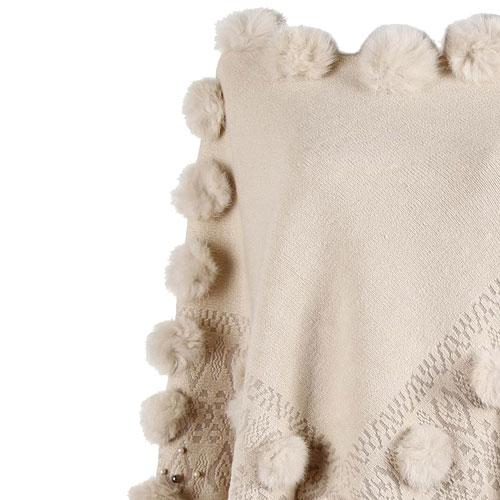 Dames Poncho met Pompons Katoen