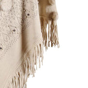 Dames Poncho met Pompons Katoen
