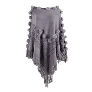 Dames Poncho met Pompons Katoen