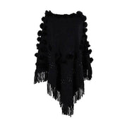 Dames Poncho met Pompons Katoen