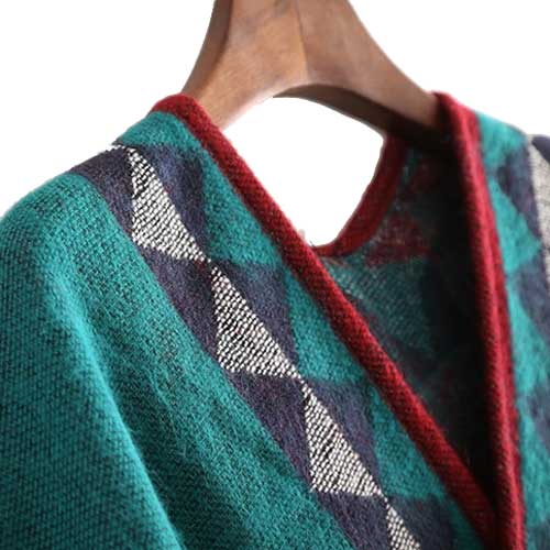 Etnische Dames Poncho met Fijne Franje