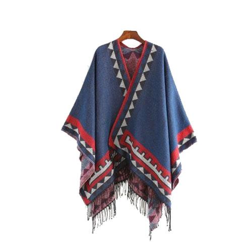 Etnische Dames Poncho met Fijne Franje