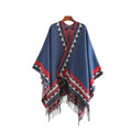 Etnische Dames Poncho met Fijne Franje