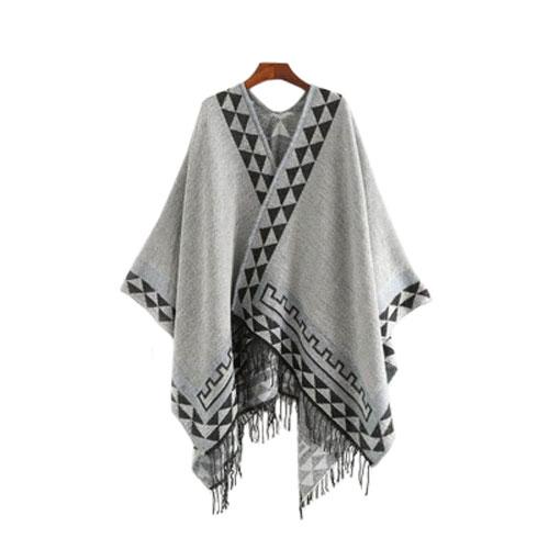 Etnische Dames Poncho met Fijne Franje