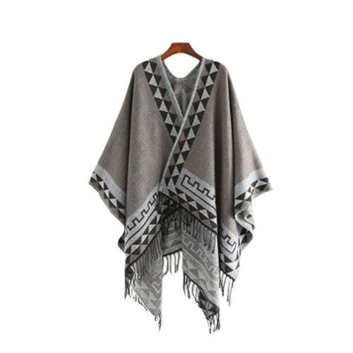 Etnische Dames Poncho met Fijne Franje