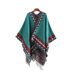Etnische Dames Poncho met Fijne Franje