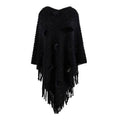 Fijne Dames Poncho met Pompons