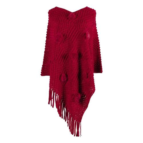 Fijne Dames Poncho met Pompons