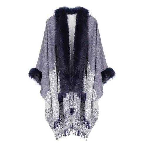 Fijne Dames Poncho met Bontkraag
