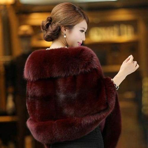 Luxe Dames Poncho Imitatiebont