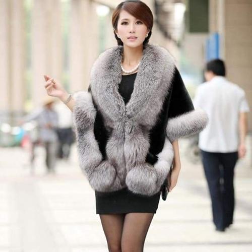 Luxe Dames Poncho Imitatiebont